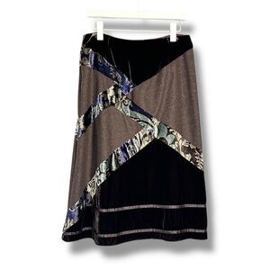 The Limited Y2K asymmetrical patchwork wool silk velvet low rise midi skirt 8